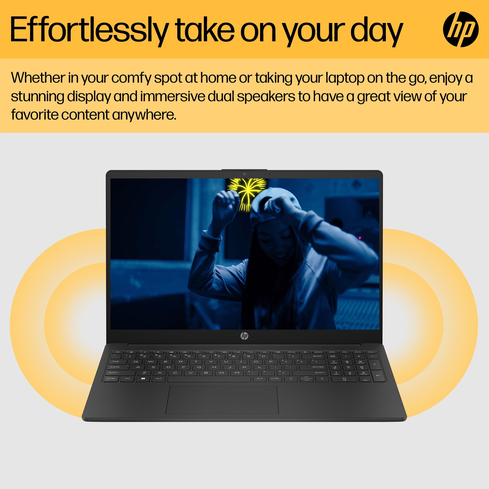 HP 15.6" Laptop | AMD Ryzen 3 7320U Processor | 8 GB RAM | 256 GB SSD | AMD Radeon Graphics | FHD Display | Up to 11hrs 15 mins battery | Windows 11 | Dual Speakers | Jet Black | 15-fc0045sa — view 9