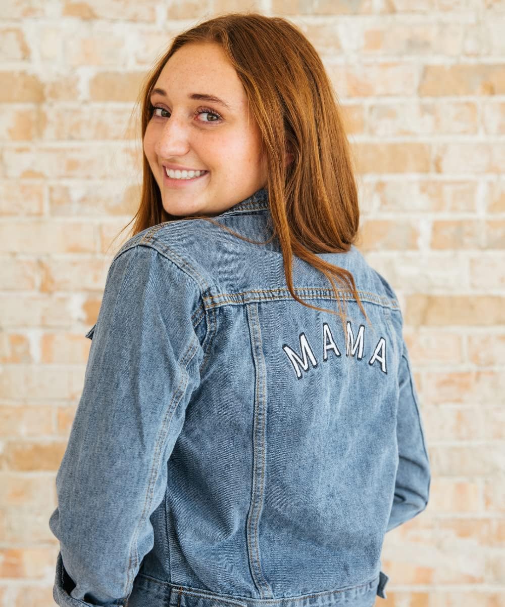 Sunflower Motherhood Blue Denim Mama Jacket | Cute Jean Jacket for Moms | New Mama Gift