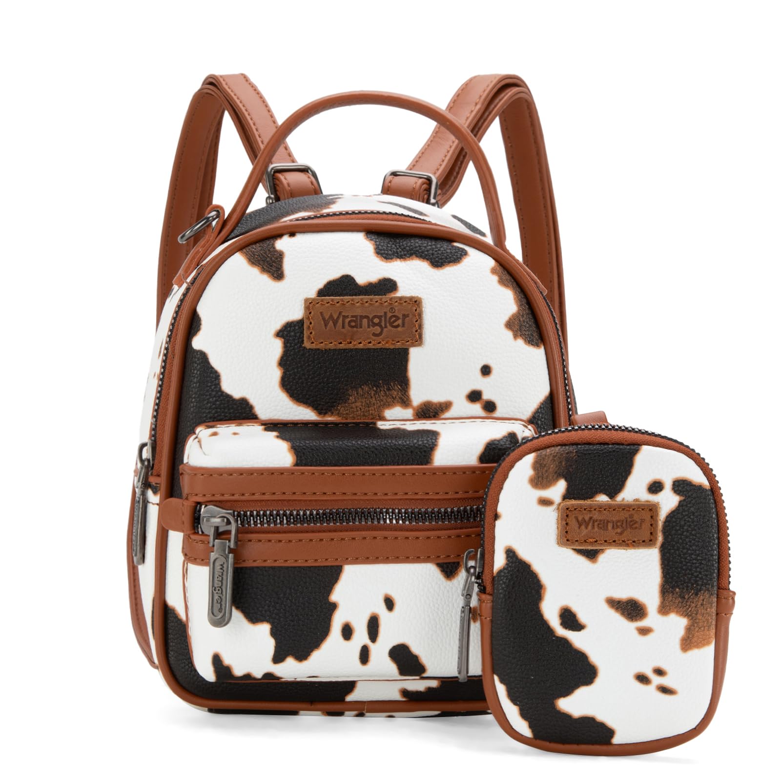 Montana West Wrangler Mini Backpack Cute Cow Print Backpack Purse for Girls and Women, Brown WG133-8600BR