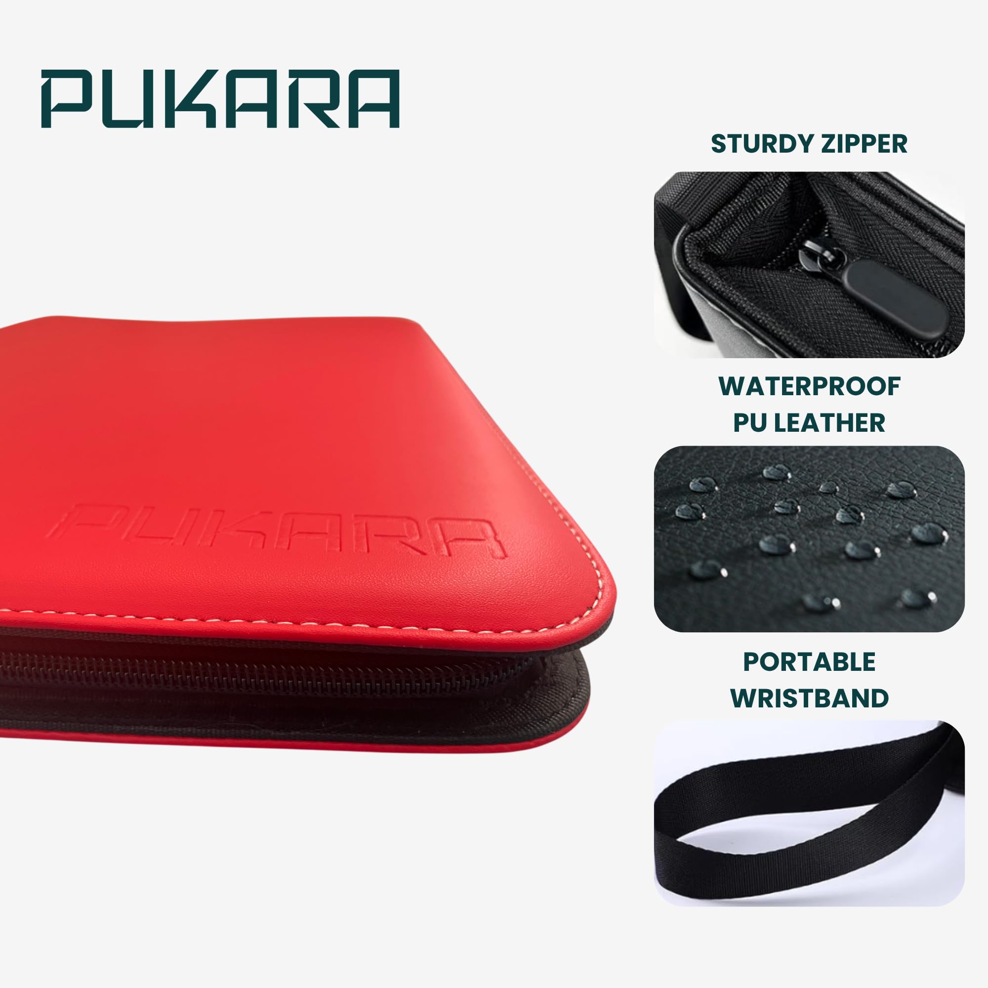 PUKARA Trading Card Binder with Zipper, 900 Card Holder, Includes 50 Removable 9-Pocket Sleeves, Waterproof PU Leather - Image 3