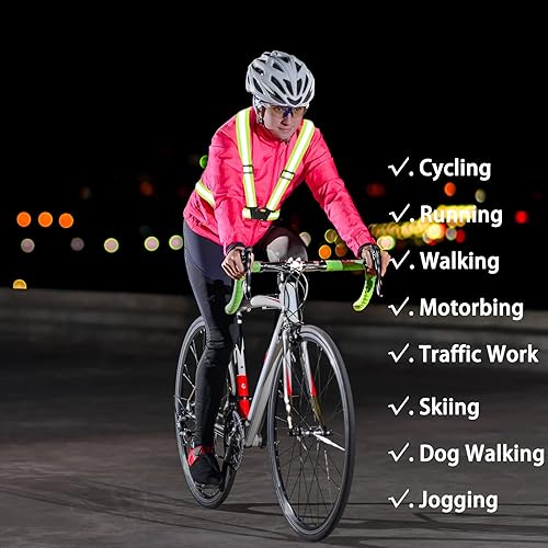 Miniatura 4 de Chaleco reflectante de alta visibilidad, chaleco de seguridad para correr, equipo reflectante, ajustable, para caminar, trotar, senderismo, ciclismo
