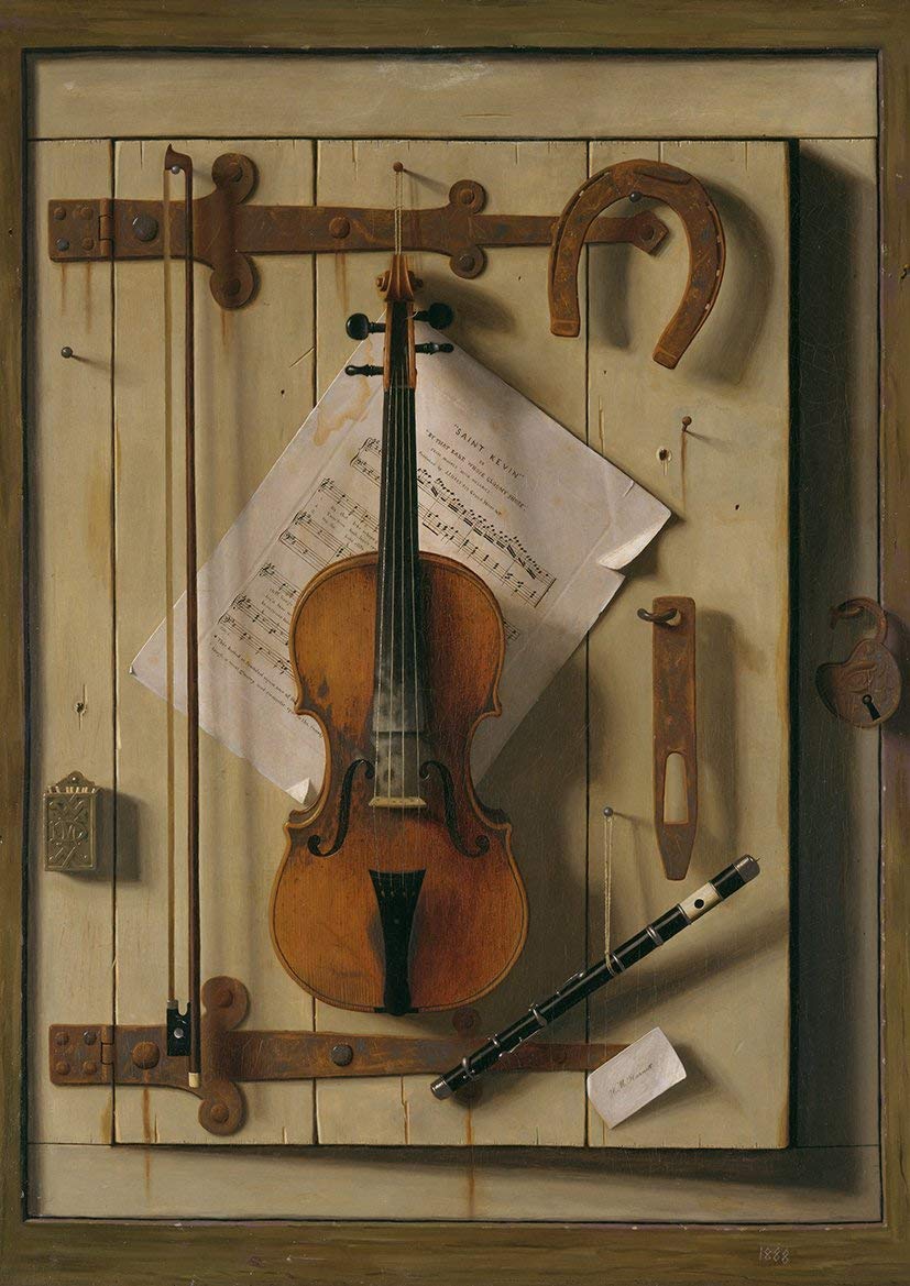 for Garage Home Garden Store Bar café 12x16inches,William Michael Harnett: Still Life - Violin and Music,Vintage Look Reproduction Metal Sign for Home Wall Art Post Plaque for Women Men