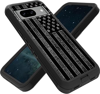 Designed for Pixel 8 6.2 Inch Case,Heavy-Duty Rugged and Durable,Shockproof Hybrid Dual-Layer Armor Protective Shell,Black and White American Flag