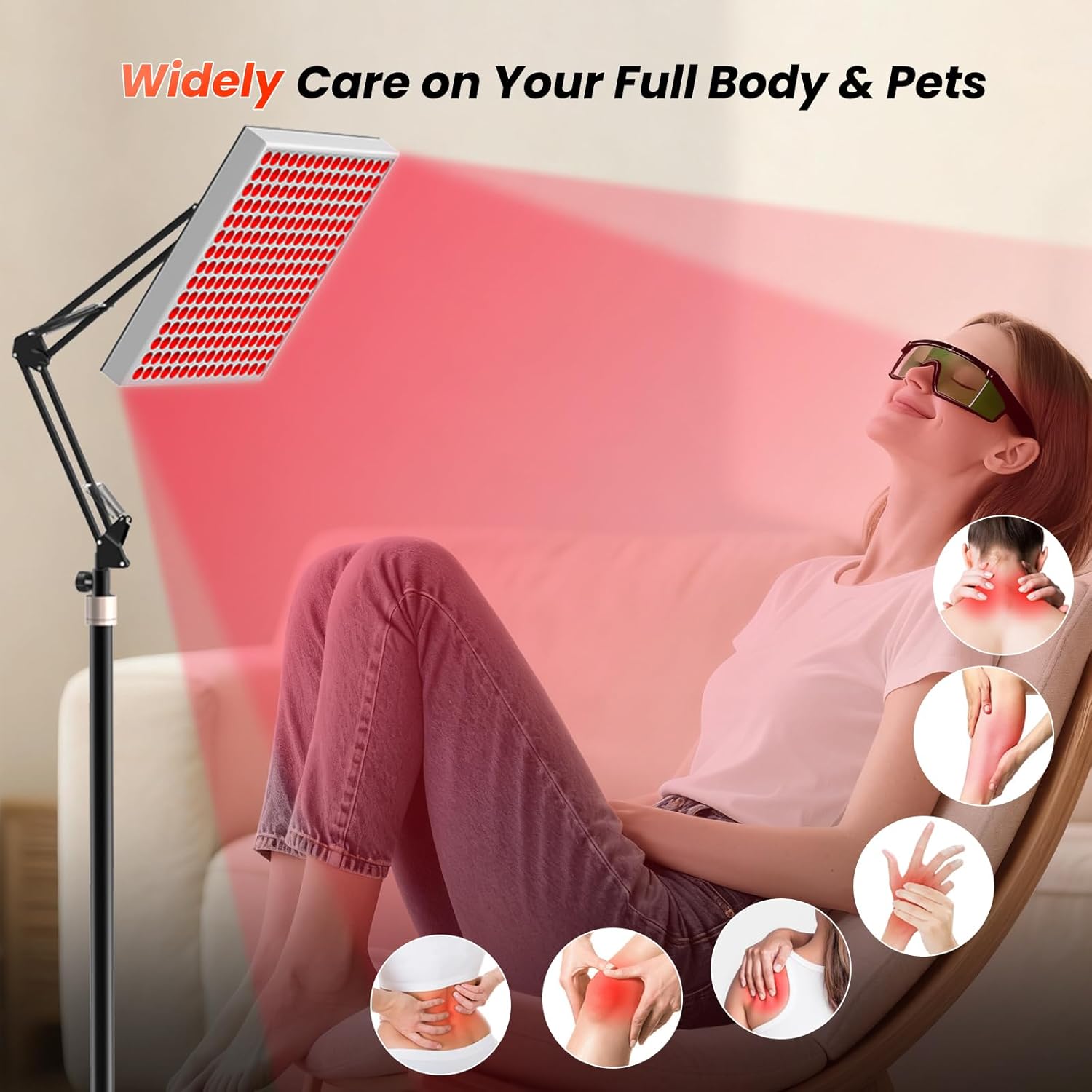 Red Light Therapy for Body Face, Infrared Light Therapy with Stand, Red Lights Therapy Lamp Panel, LED 660nm 850nm Near Infrared Red Light with Adjustable Stand,Best Gift for Christmas - Image 6