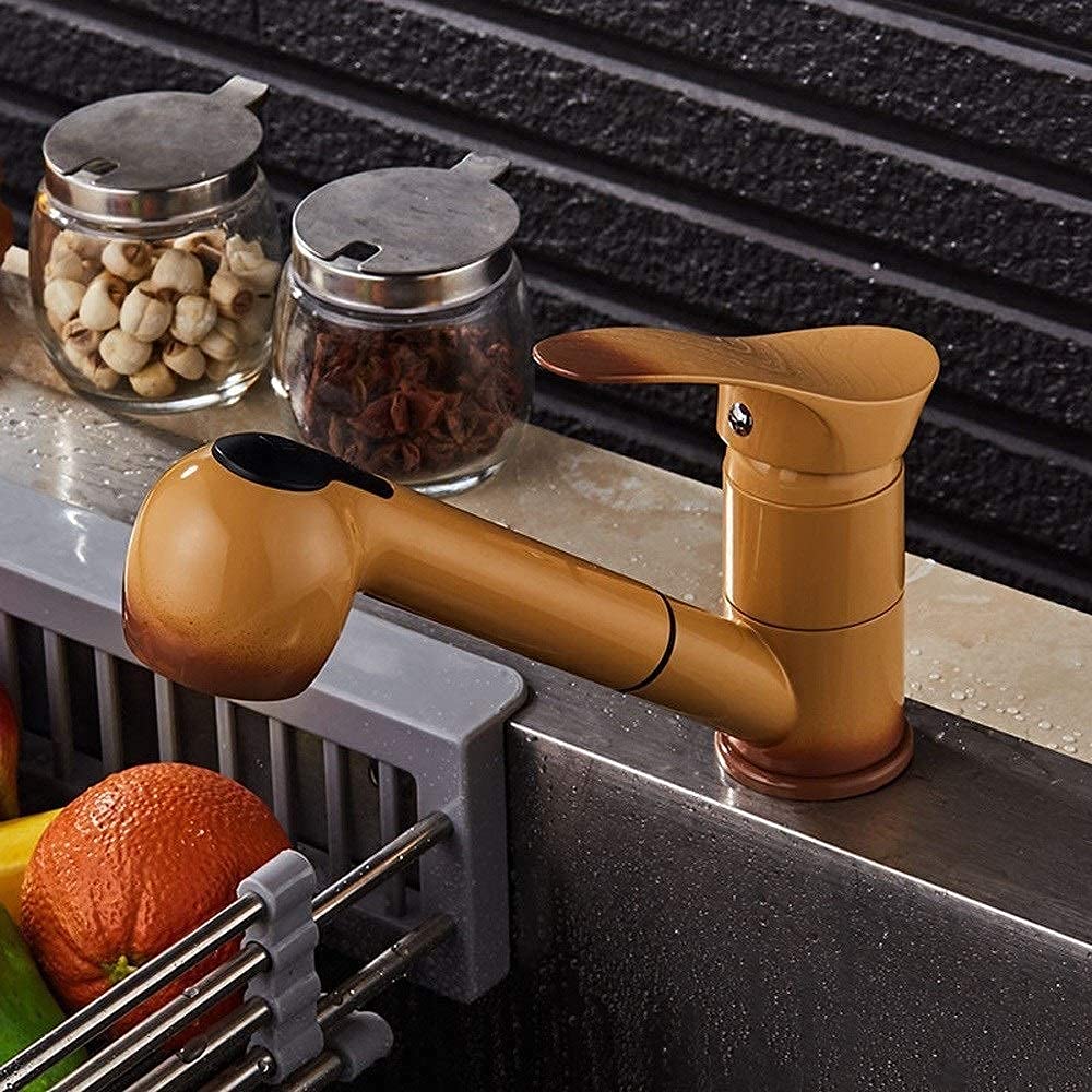 Rubinetti, Miscelatori Estraibili per Lavello Cucina Rubinetto per Lavabo da Bagno con Bocca Girevole Monocomando con Getto in Ottone, con Accessori Comfortable anniversary