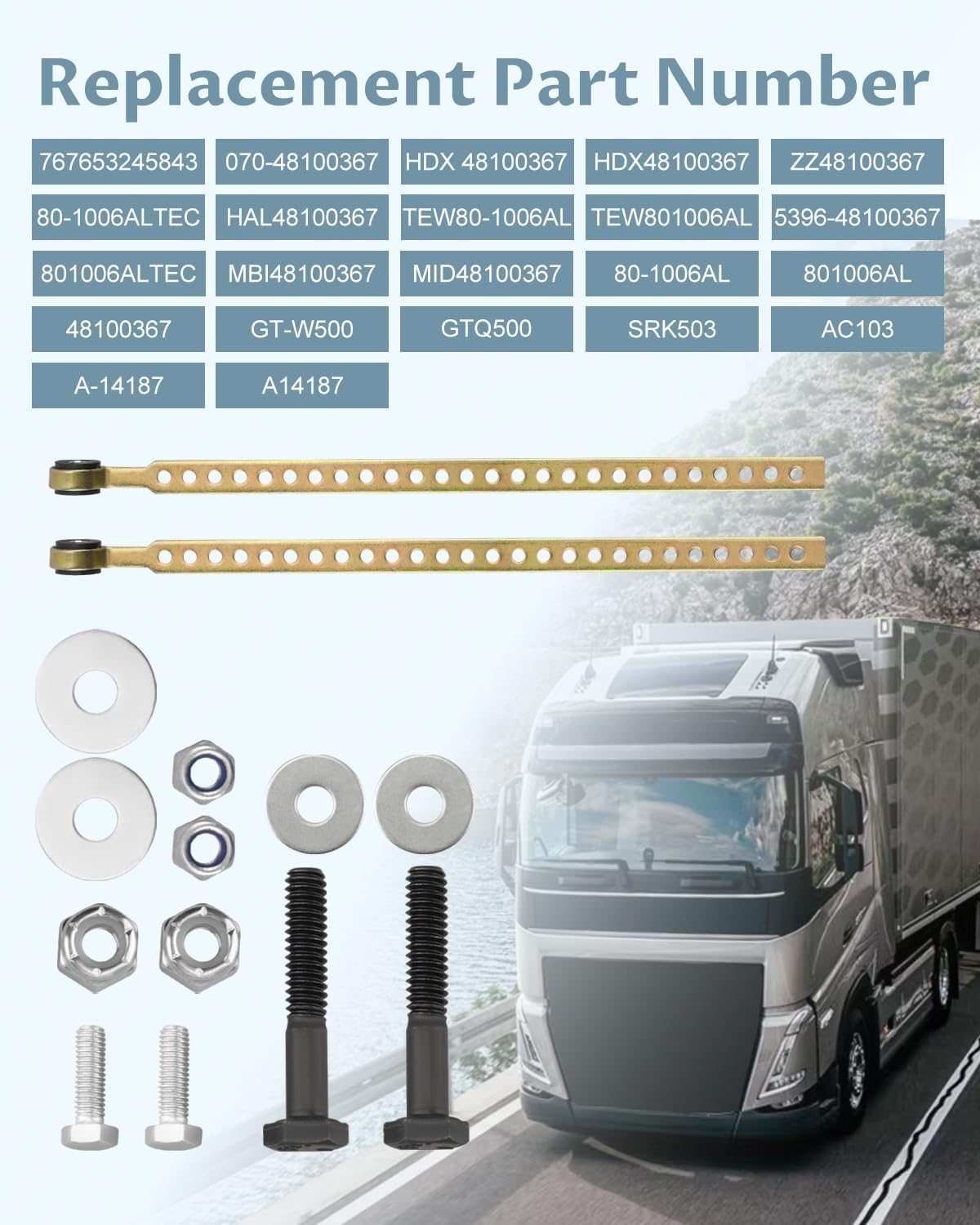 48100367 Height Control Valve Linkage-14" Max Adjustable Strap Linkage Fit for Air Spring Bag - SRK503 Air Suspension Leveling Kit for Trucks and Tractors