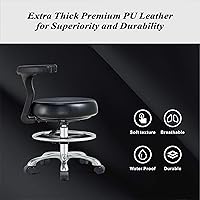Vista 5 de Silla ergonómica de escritorio de oficina en casa, silla de trabajo ajustable con soporte lumbar, anillo para pie y ruedas para computadora