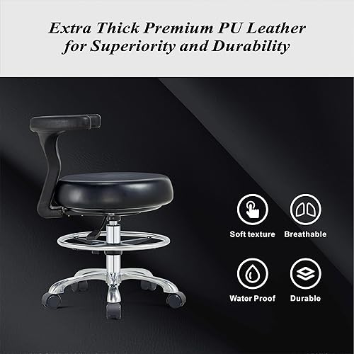Miniatura 5 de Silla ergonómica de escritorio de oficina en casa, silla de trabajo ajustable con soporte lumbar, anillo para pie y ruedas para computadora,
