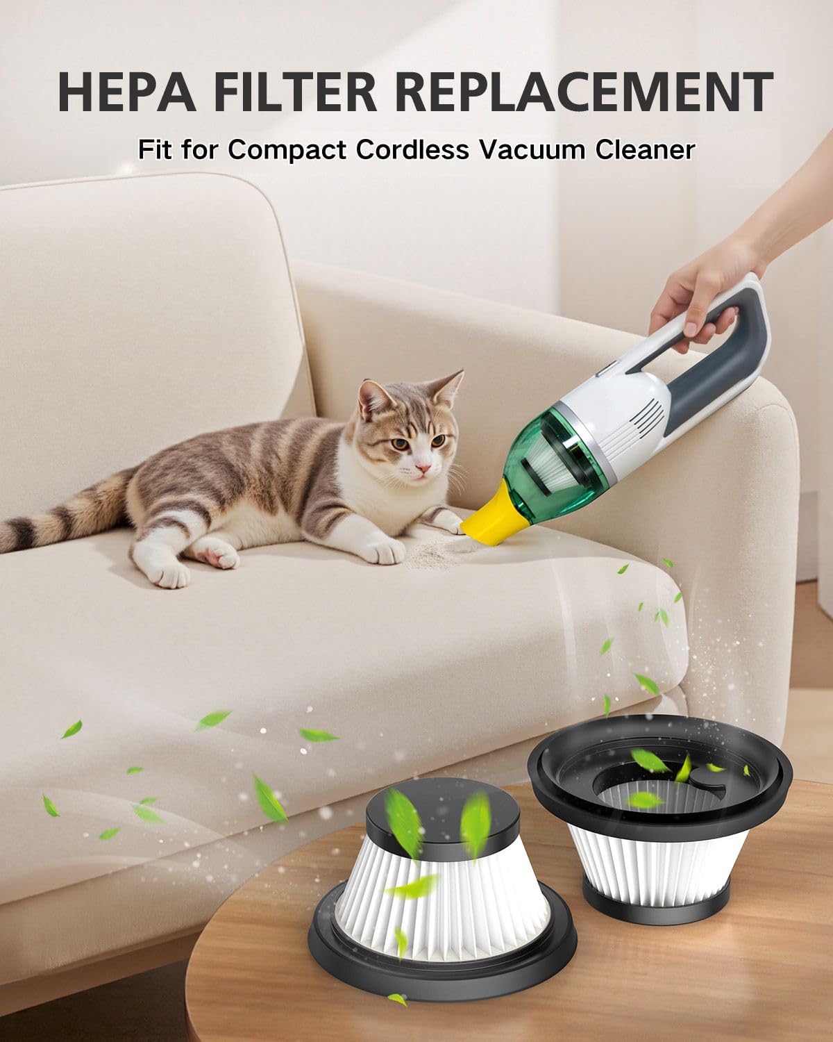 6 Pack HEPA Vacuum Filter Replacement Compatible with Compact Cordless Vacuum Cleaner as Seen on TV, Washable and Reusable Vac Replacement Parts - Image 2