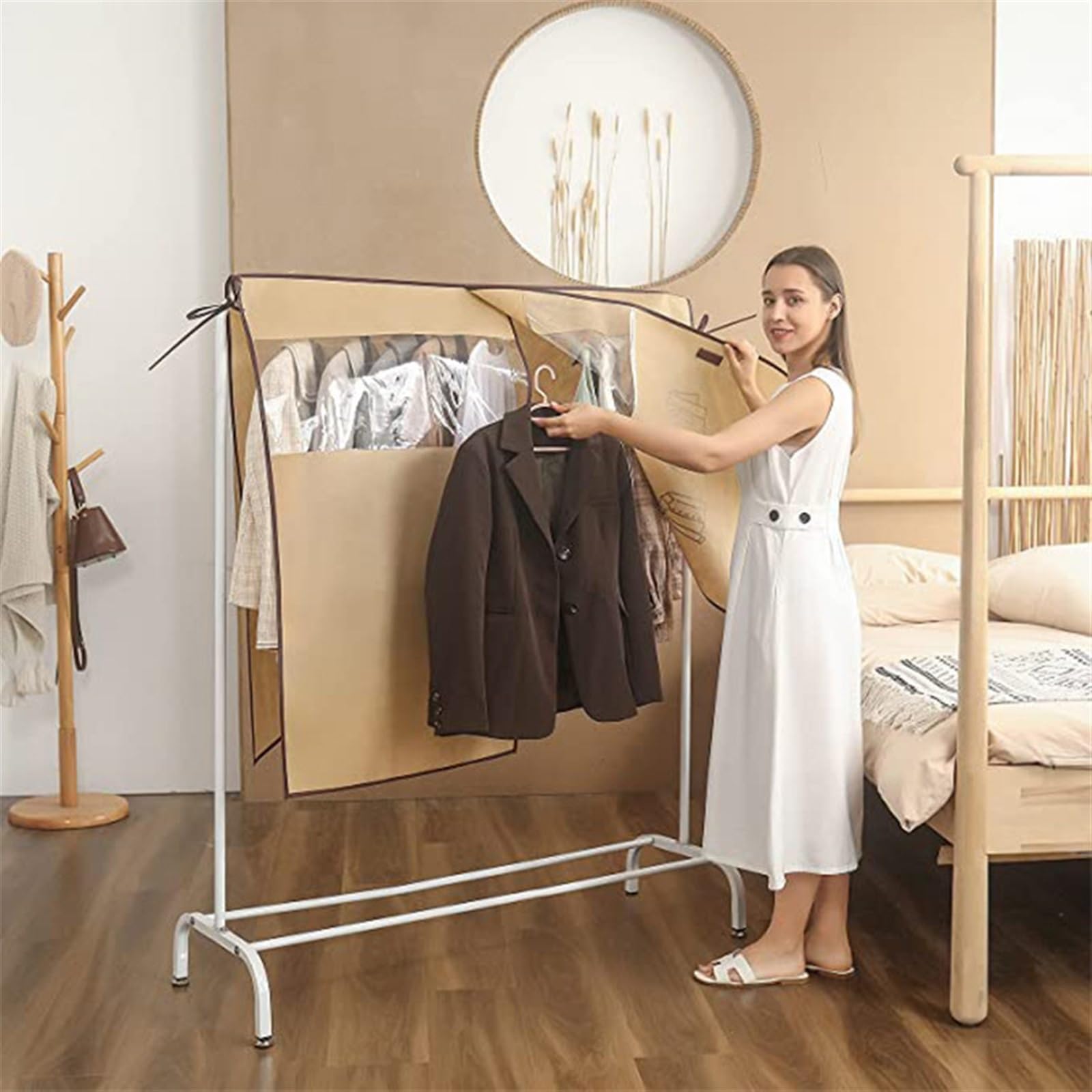 Amazon｜衣類用ダストカバー 暗号化オックスフォード布衣類ダストカバー、フロアハンガー衣類ダストバッグ、立体ダストカバー布 ガーメントバッグ  (Size : 110X120cn)｜衣類カバー オンライン通販 26 x 130インチ オックスフォード布 ジャンボラグ収納バッグ、ダストカバー ラージカーペットパッキングバッグ フィッティングラ