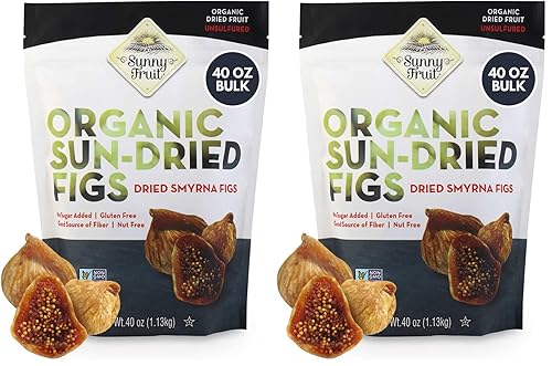 Miniatura 8 de Higos Esmirna secos orgánicos  Sunny Fruit  Bolsa a granel de 40 onzas  Tierno y jugoso  Sin azúcares azufres ni conservantes añadidos  Apto para