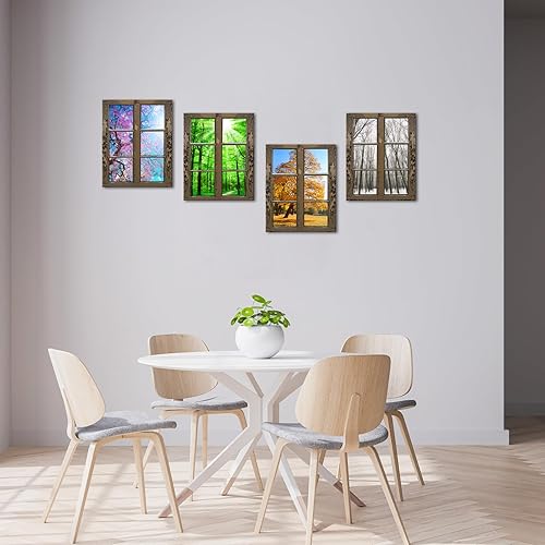 Miniatura 2 de iHAPPYWALL Marco de ventana de paisaje moderno de 4 estaciones, decoración de pared, primavera, verano, otoño, invierno, cambios de temporada,