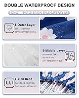 Vista 2 de YIZIJIZI - Gorro de ducha, gorras de baño para mujer reutilizables impermeables, gorras de ducha de dos capas grandes reutilizables adecuadas