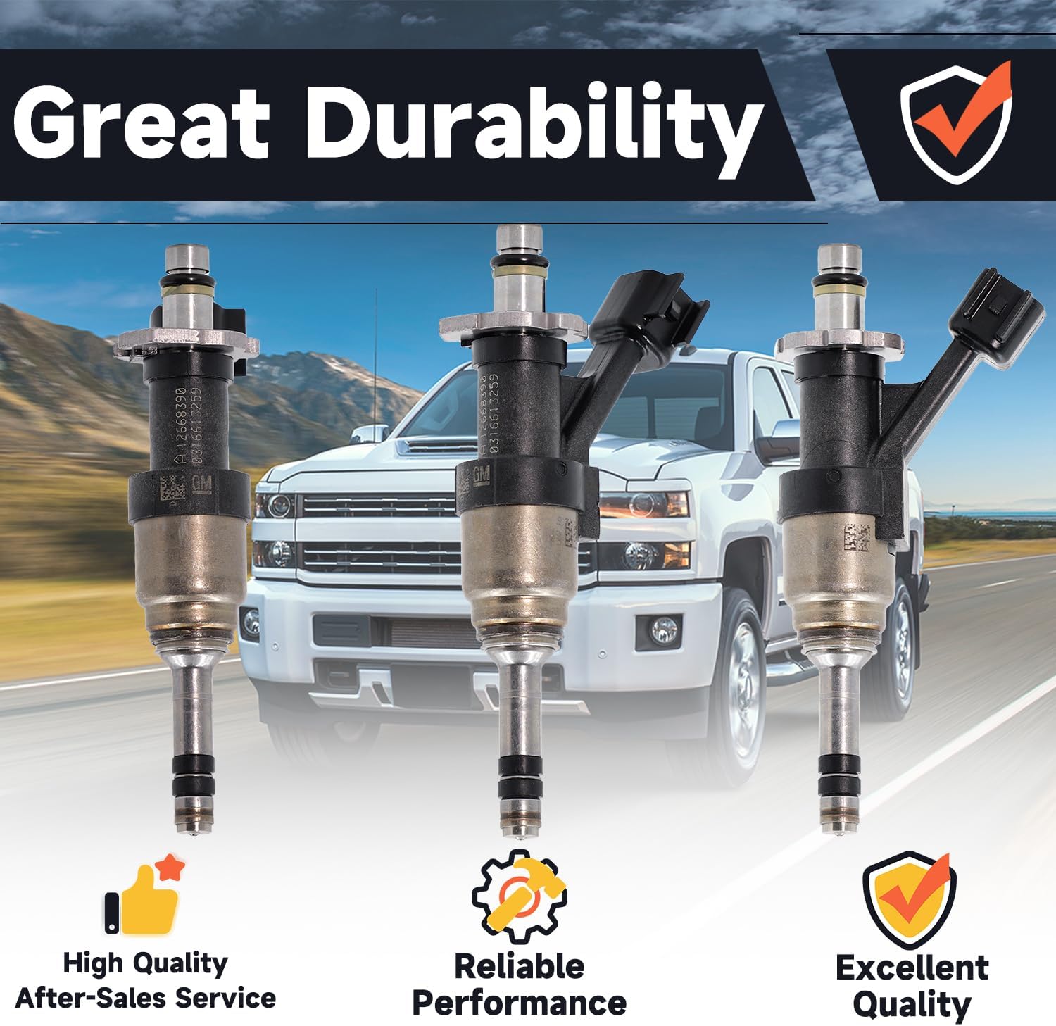 Fuel Injectors Compatible for Chevy Silverado 1500 2500 Tahoe Cheyenne Suburban,for GMC Yukon XL Sierra 1500,V6 4.3L-V8 5.3L 2014-2018 Replace# 12668390 FJ1217.(8 Pcs)