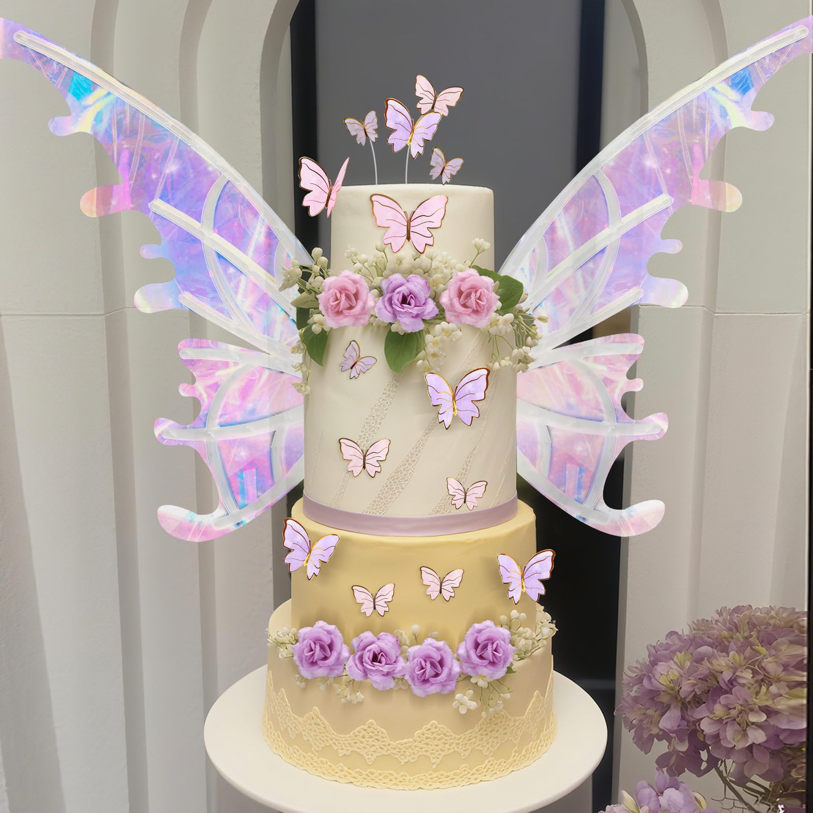 Photo 1 of Wovnet Butterfly Cake Decorations with Electric Musical Kinetic Wings
