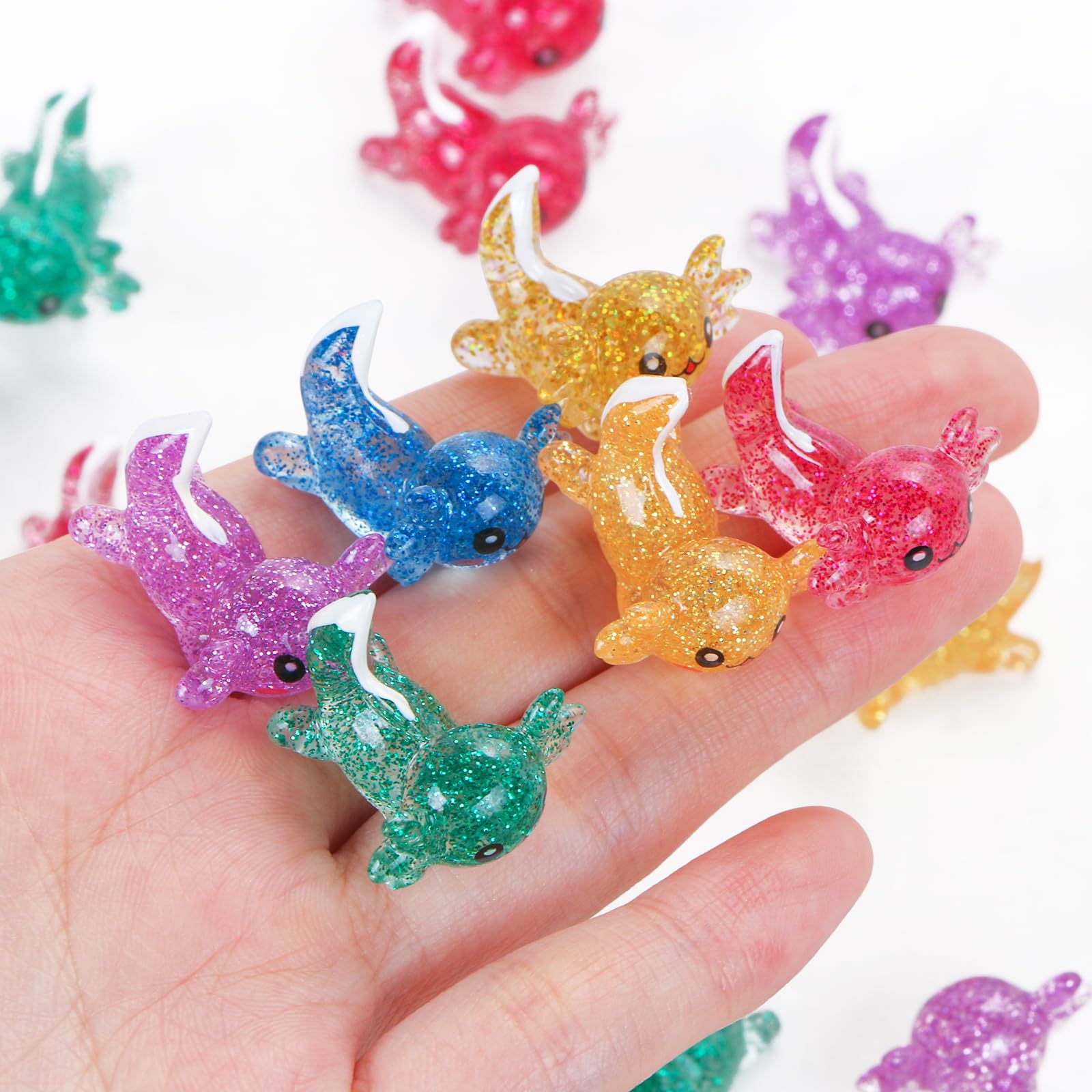 HOMICO 30PCS Glitter Mini Resin Axolotl Mini Resin Animals Tiny Animal Figures Miniature Axolotl Figures for Axolotl Party Favors DIY Garden Dollhouse Potted Plants Decoration - Image 3