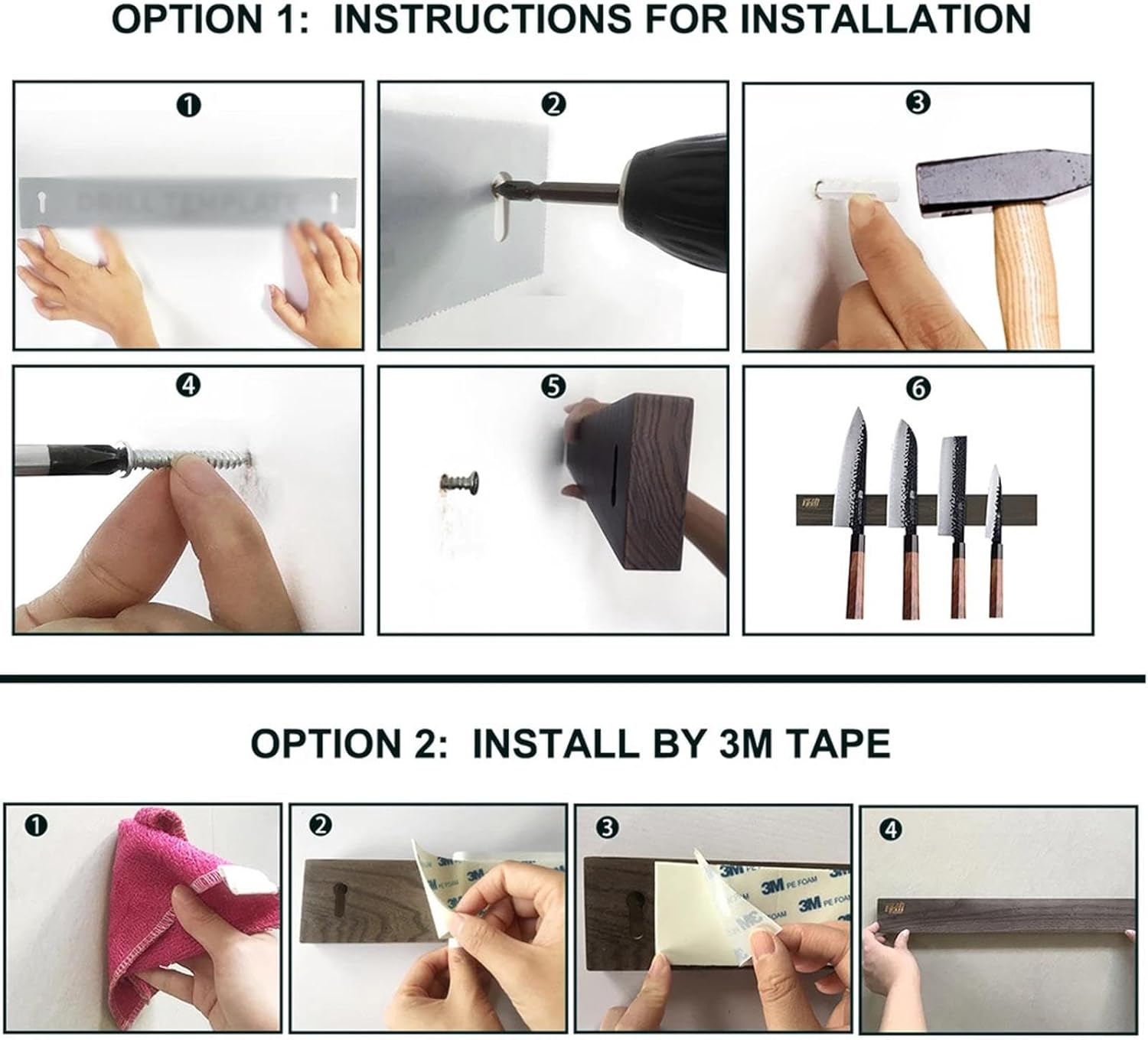 TopHomer 11.81 Inch Wood Magnetic Knife Bar with Multi-Purpose Functionality as a Knife Holder, Knife Strip, Magnetic Tool Organizer, Art Supply Organizer & Home Organizer