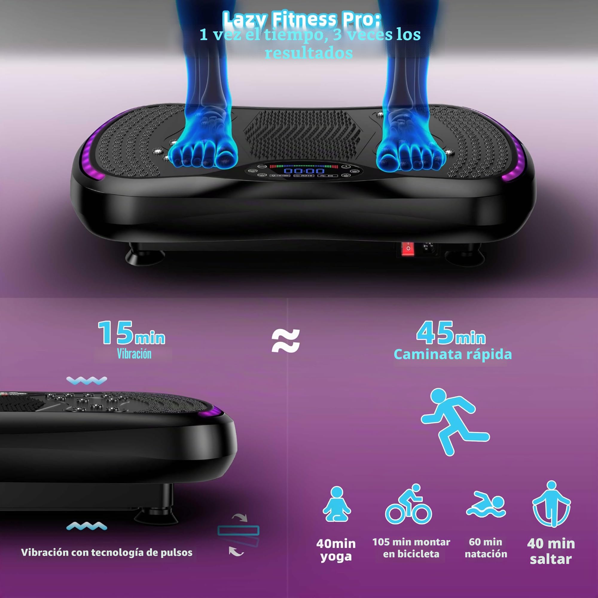 Plataforma Vibratoria para PéRdida de Peso y Drenaje LinfáTico, 200 Niveles de Vibración, Peso MáXimo de 181 Kg, Plataforma De Modelado para Entrenamiento de Cuerpo Completo y Fitness