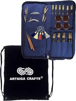 Lantern Moon Heirloom 5" 10 Pairs Interchangeable Round Knitting Needles Set Handmade Ebony US 2.5, 3, 4, 5, 6, 7, 8, 9, 10, 11, Silk Case, 3 Cords, 4 End Caps and Project Bag |  US 2.5 3 4 5 6 7 8 9 10 11 3 4