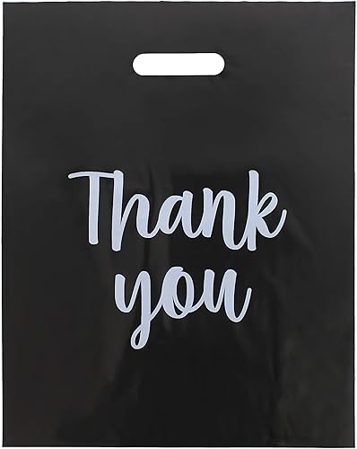 Miniatura 7 de Lot45 Bolsas de plástico al por menor con asas  100 bolsas de plástico negro para mercancía a granel de 12 x 15 pulgadas