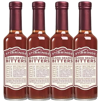 Stirrings 4 Pack Blood Orange Bitters 355ml Bottles - Real Ingredients No Preservatives Low Calories - Drink Mixer