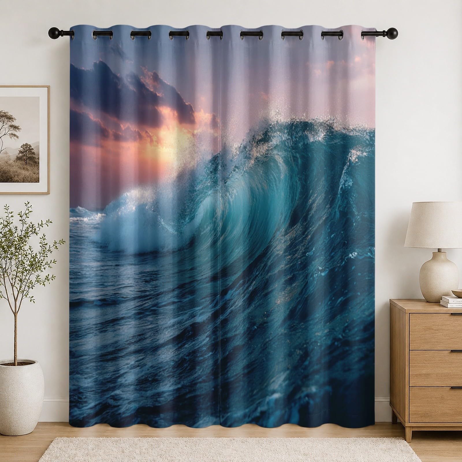 Rideau occultant 91.5x214 cm vert anti froid pour chambre et salon