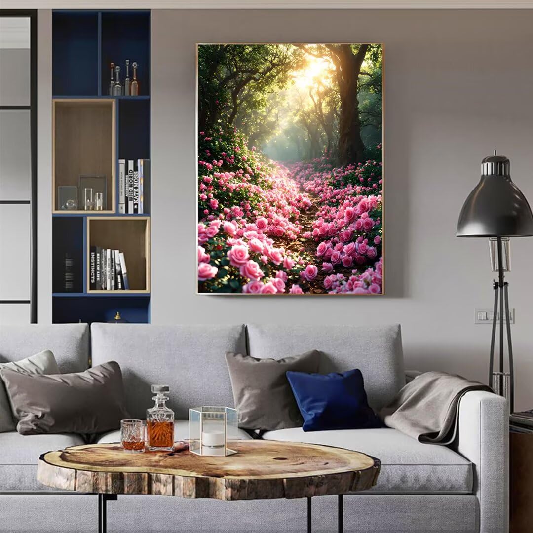 Diamond Painting Fleurs de la forêt Peinture Diamant Adulte, Kit de Peinture Diamant 5d, Strass Point de Croix Cristal Broderie Diamant Kit Complet, pour Murale Décoration Noël Cadeaux 70x100cm R-4413