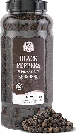 52USA Whole Black Peppercorns, 18oz Pack of 1, Peppercorns for Grinder Refill, Gluten-Free, Kosher, Non-GMO, All Natural Black Pepper, Perfect for Cooking & Seasoning