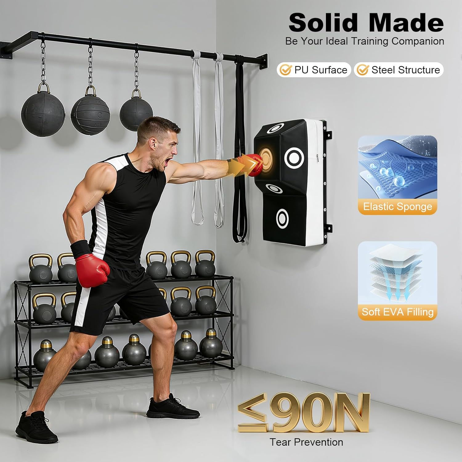 Wall Mount Boxing Training Bag - Uppercut Boxing Training Punching Target - Heavy Punching Bag for Adults for Bedroom/Living Room/Gym
