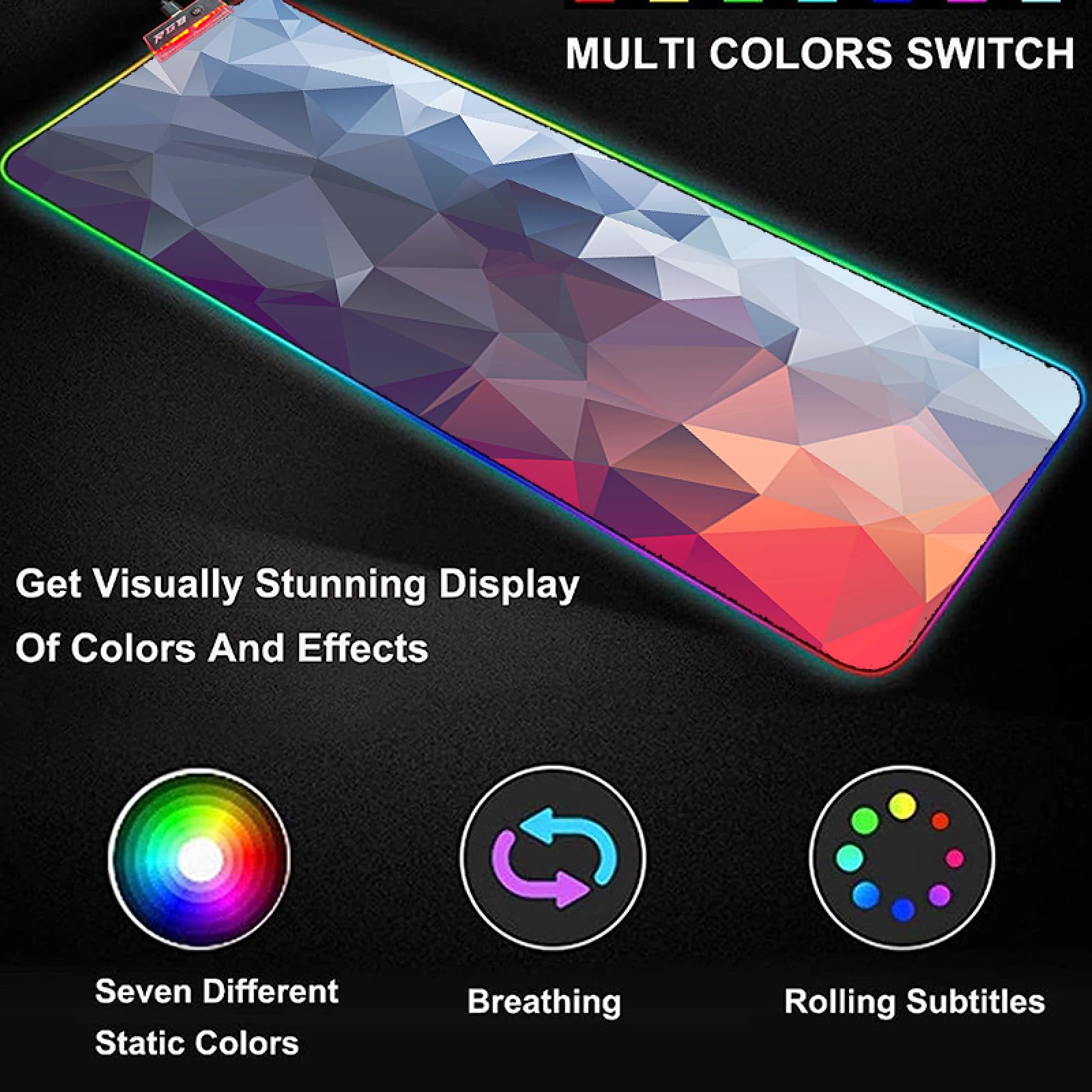 Amazon.co.jp: ゲーミングマウスパッドカラフルな幾何学模様のRGB