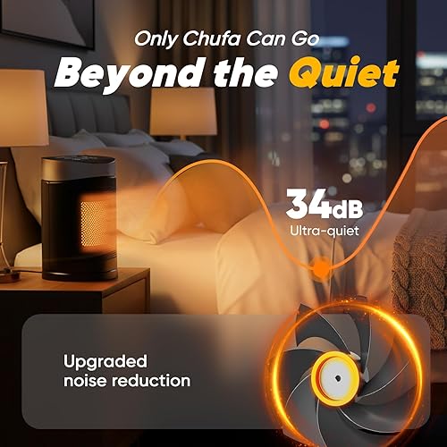 Miniatura 8 de Calentador de espacio, calentador de cerámica PTC de 1500 W para interiores con termostato y control remoto, oscilación de 90°, temporizador de 12