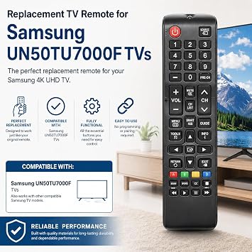 Replacement TV Remote for Samsung UN50TU7000F TVs