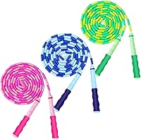 VOISEN 3-Pack Adjustable Soft Beaded Jump Ropes for Kids & Adults - Tangle-Free, Lightweight Skipping Ropes for Fitness & Weight Loss
