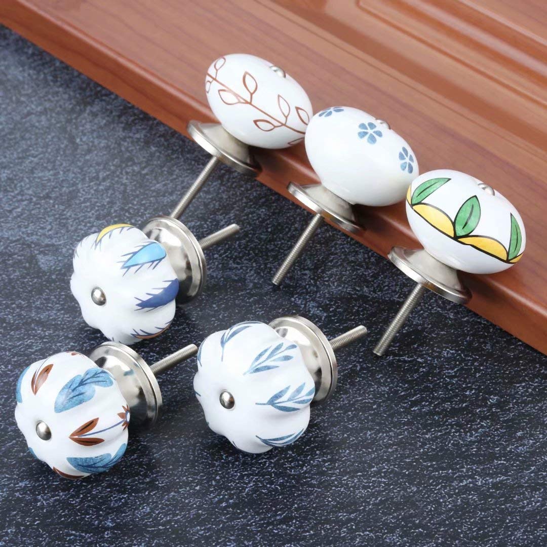 Pomelli in ceramica, tiranti per mobili, 6 pz Manopole for Porte In Ceramica Cucina Armadio e Cassetto Manopole Cabinet Tira Maniglia Dresser Manopola Mobili Decorazione Della Casa Maniglia (Size : S