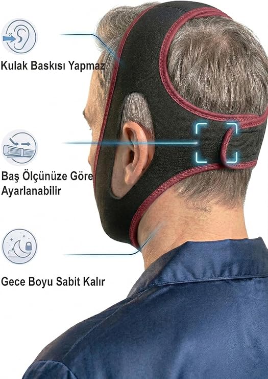 Horlama Önleyici Çene Şekillendirici Toplayıcı Gıdı Giderici Yüz Maskesi Uyku Çene Boyun Bandı, Bordo