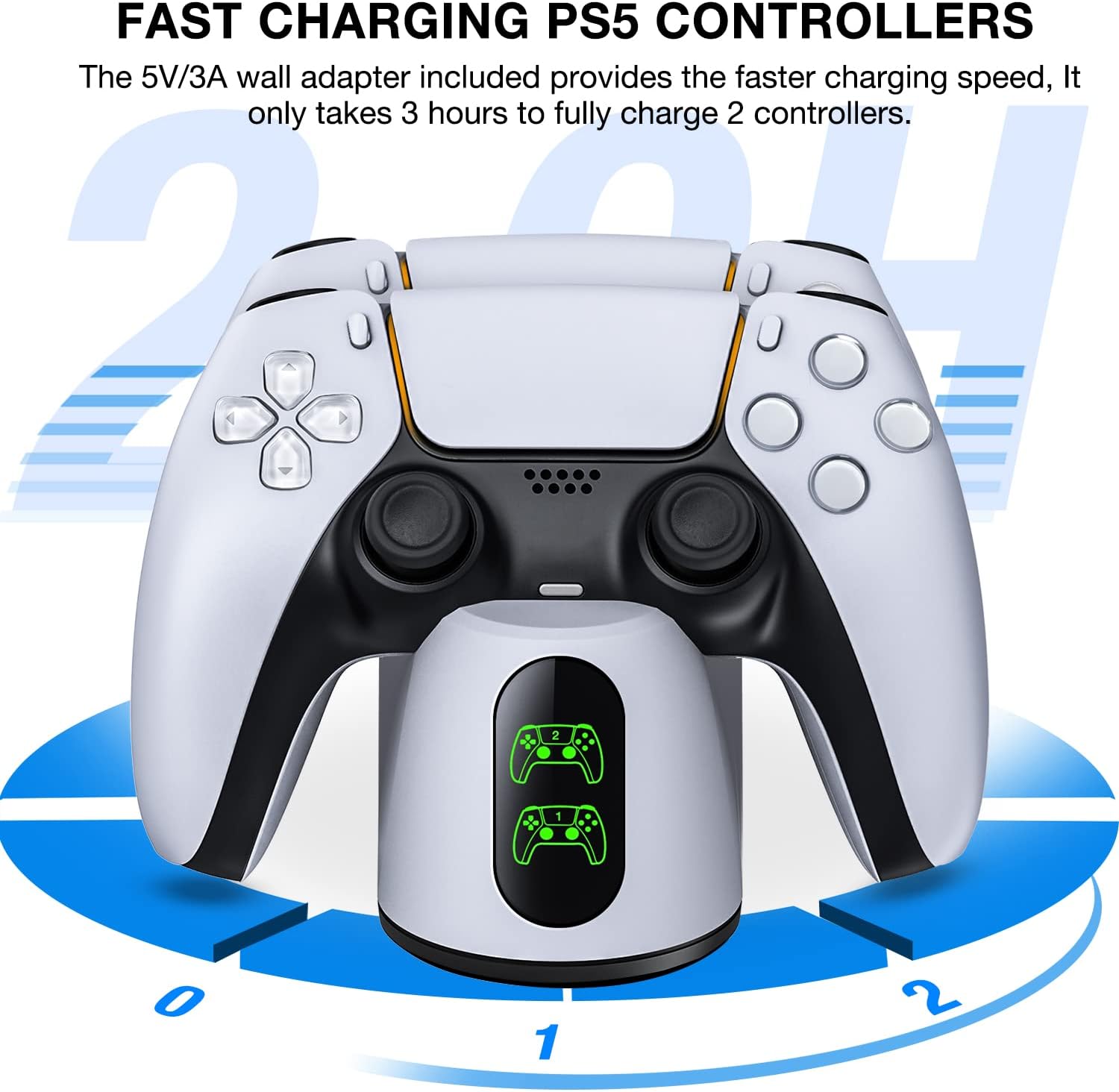 PS5 Controller Charger Station,PS5 Charging Station with Fast Charging Cord, Replacement for DualSense Controller PS5 Remote Control Charger Docking Station