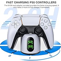 Vista 2 de PS5 Controller Charging Station, PS5 Charging Station with Fast Charging AC Adapter 5V3A for Playstation 5 Controller, Playstation 5 Charging Stand
