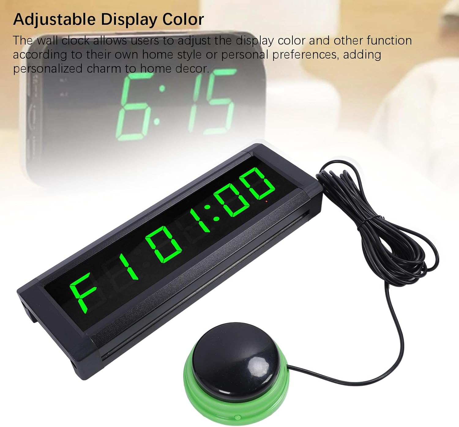 Dan&Dre Adjustable Digital Color Wall Clock, Timer Function, Quick Charge, 7 Color Display for Travel, Outdoor Activities or Home Use (1.5 Inch G1-1/2)