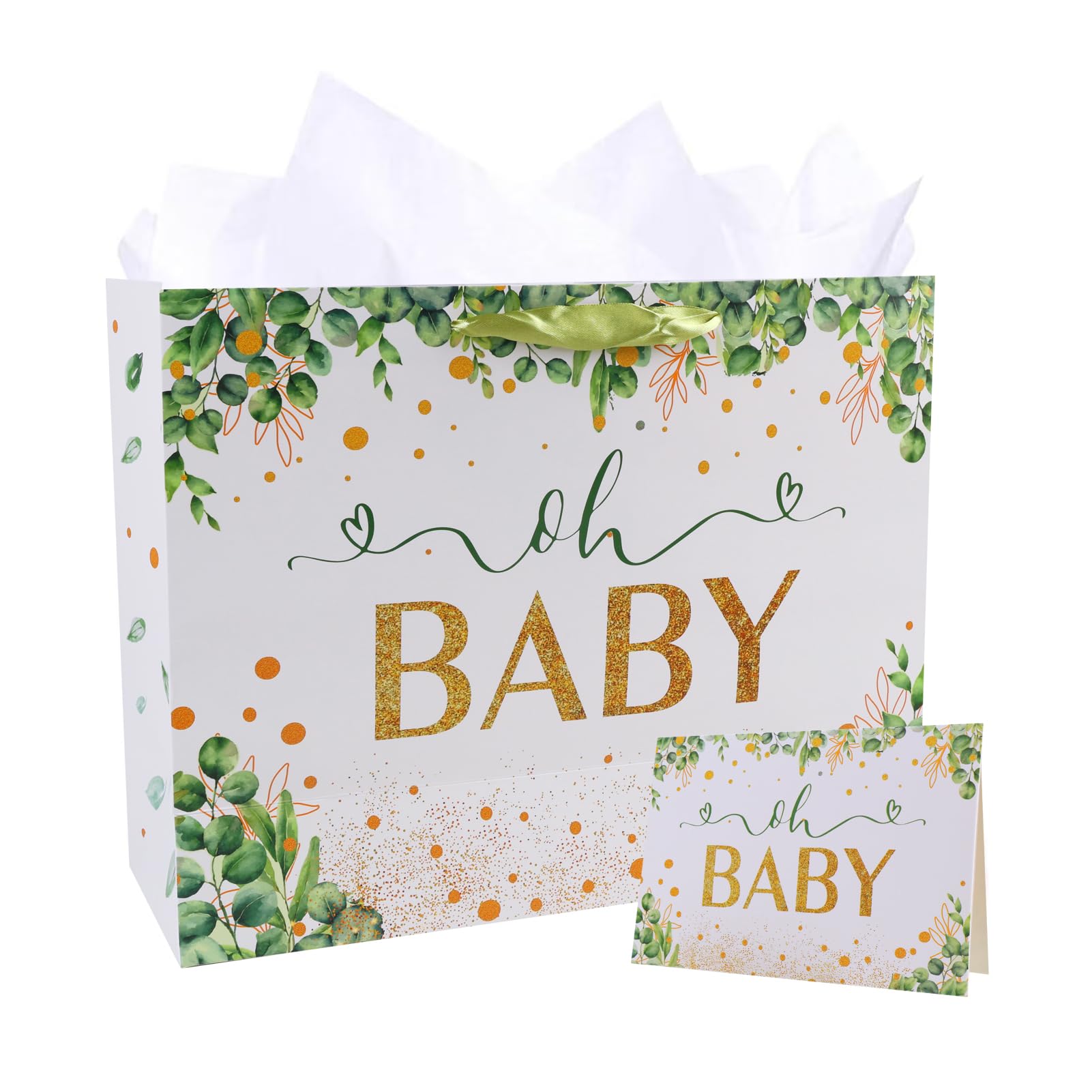 LUCTHY Large Birthday Gift Bag with Handles, 3 Tissue Papers, Card