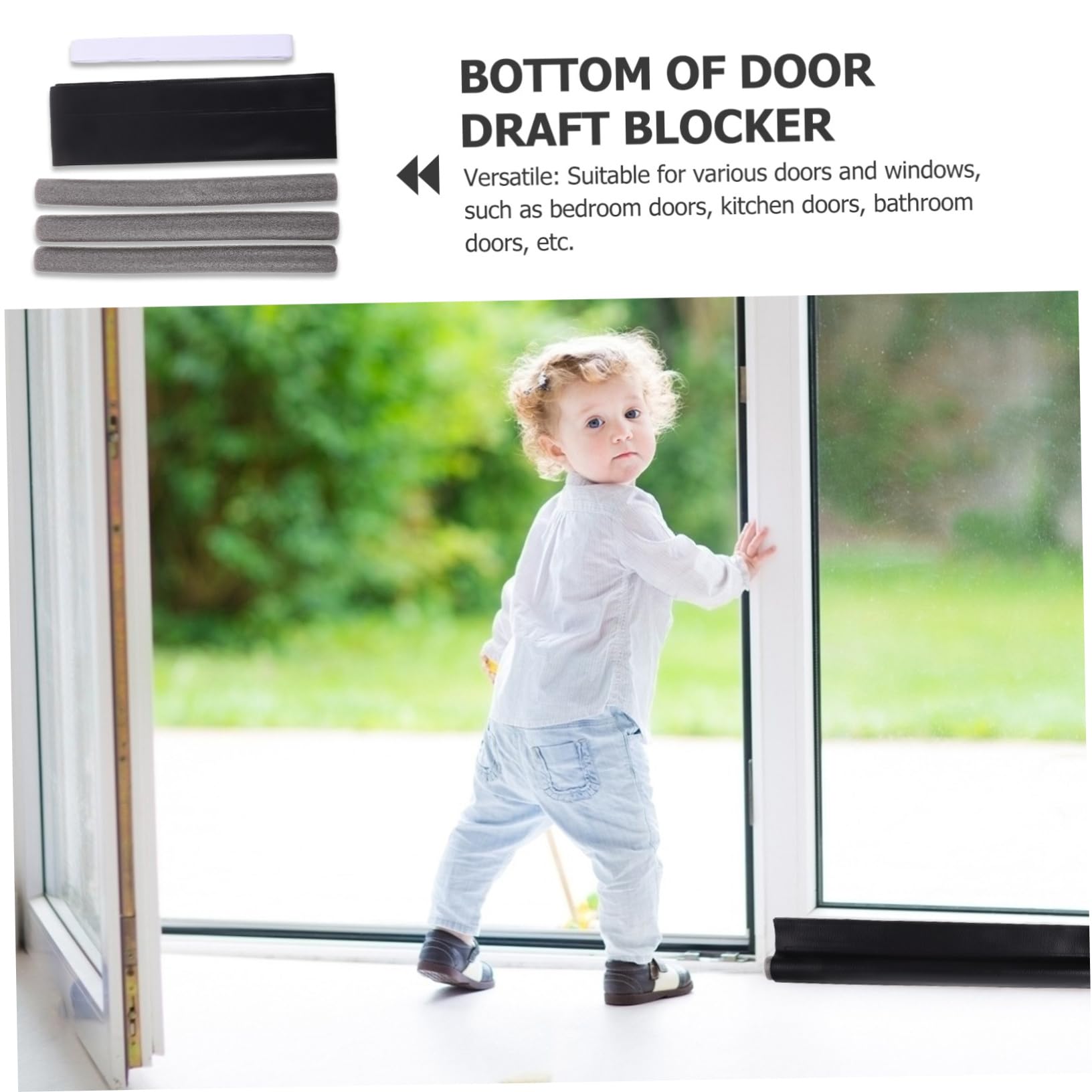 ERINGOGO Door Draft Stopper One Sided Cuttable Door Blocker for Bottom of Door Self Adhesive Weather Seal for Sliding and Doors Air Exchange Prevention Easy Installation
