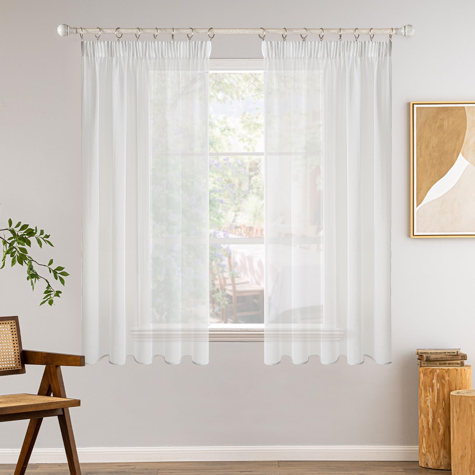 MIULEE Cortinas Salon Blanco Dormitorio Modernas 2 Piezas Visillos Translucidas Dormitorio Cocina Cortina Matrimonio Juvenil Habitacion Visillo Decorativo 140 x 160 CM
