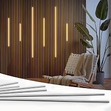 HAMRVL LED Recessed Lighting for Wall Panels, 6PCS Warm White Wall Panel Lights with Touch Switch, Dimmable Self-Adhesive 3000K Slat Wall Lights Strip for Living Rooms, Bedrooms, Kitchen Cabinets