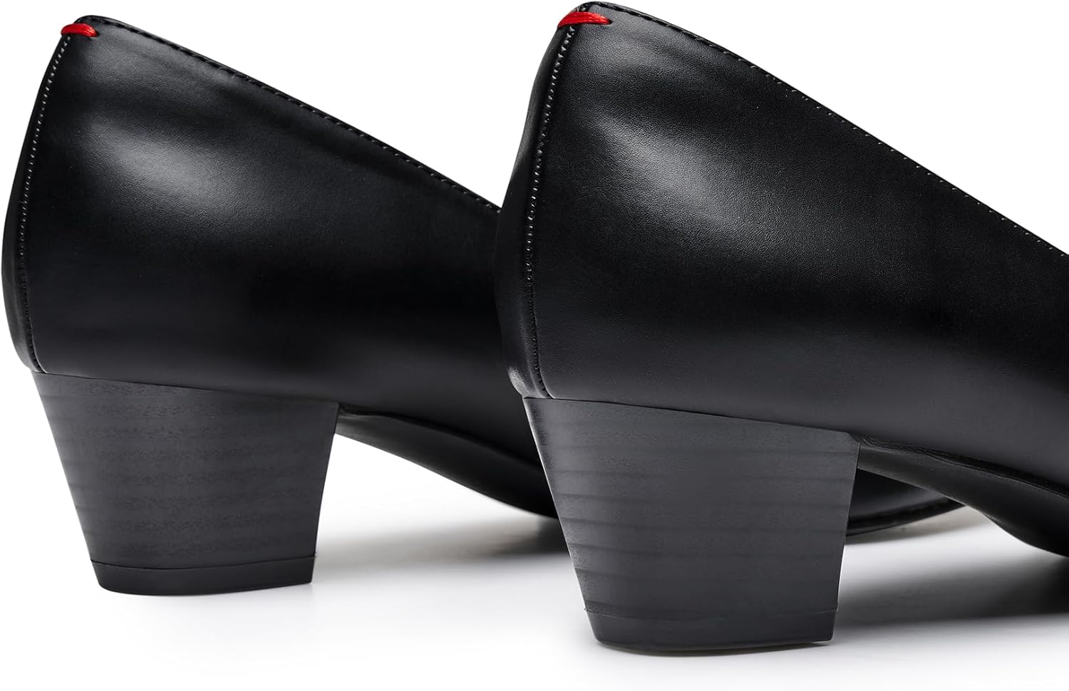 Trary Low Black Nude Blue Red Heels for Women Closed Round Toe Chunky Block 1.8 Inch Women's Heels Pumps Comfortable Dressy Work Casual PU Shoes for Wedding Office Business - Image 3