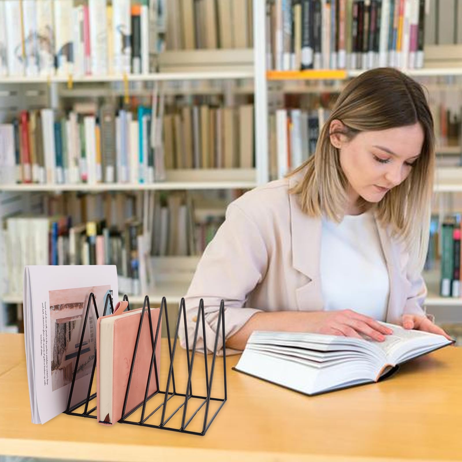 4 supporti per riviste metallo nero 9 scomparti triangolari libreria ufficio