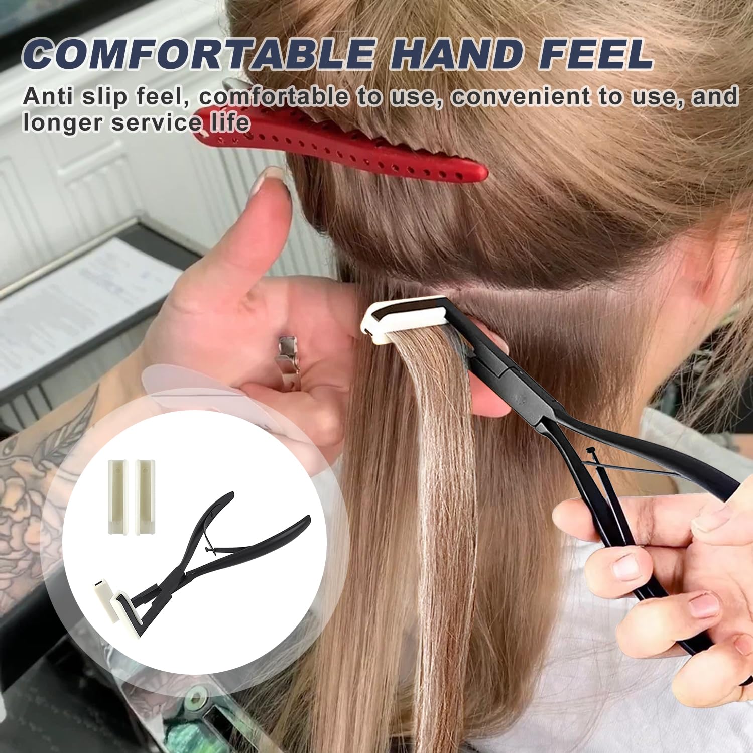 Haarverlängerungszange, Robust und Einfach zu Bedienen, Multifunktional, für Salon Professionelle Installation (Schwarz)