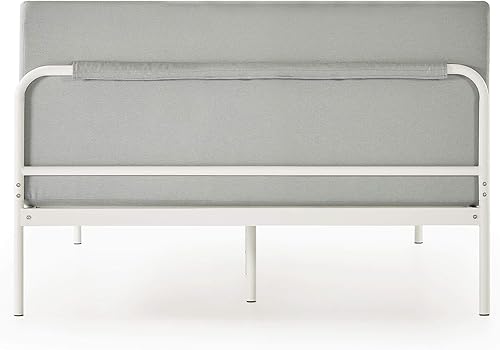 Miniatura 40 de Mellow Maggie - Cama de plataforma de metal con cabecera tapizada con cojín, listones de acero, fácil montaje, gris cielo, tamaño Queen Gris (Sky