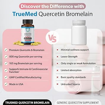 Quercetin with Bromelain Supplement, Support Immune Function, 60 Capsules