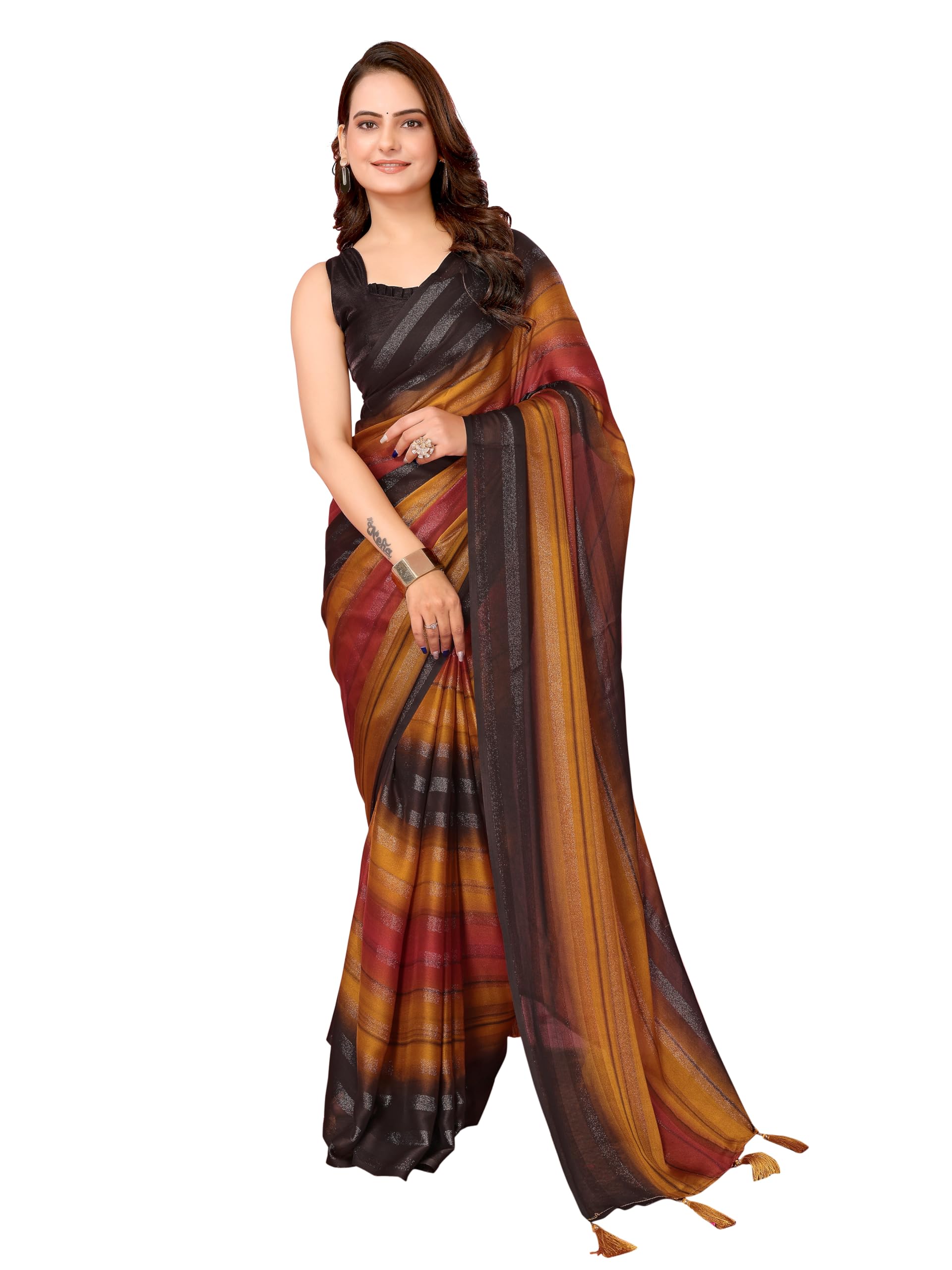 MOHIT CREATIONSStylish Traditional Georgette Silk Zari Sequence Work Ready To Wear Saree