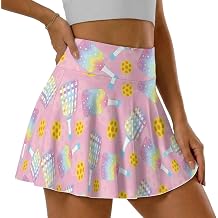 Belidome Tennis Skirt for Women - High Waisted Flowy Athletic Skort with Built-in Shorts & Pockets, Breathable for Summer