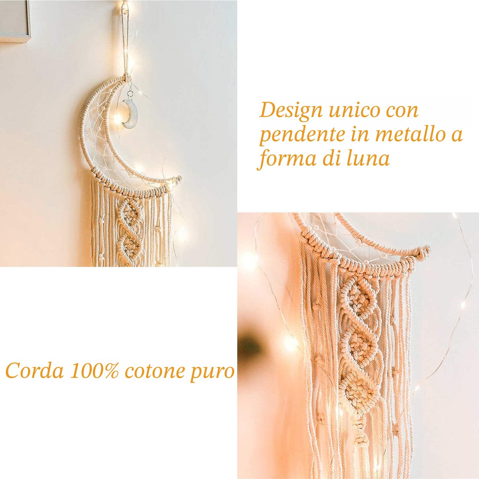 Acchiappasogni Vintage Realizzato A Mano Con Rami Di Vite In Sitle